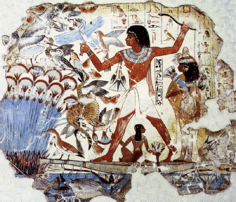 Fowling in the Marshes,from the Tomb of Nebamun, unknow artist